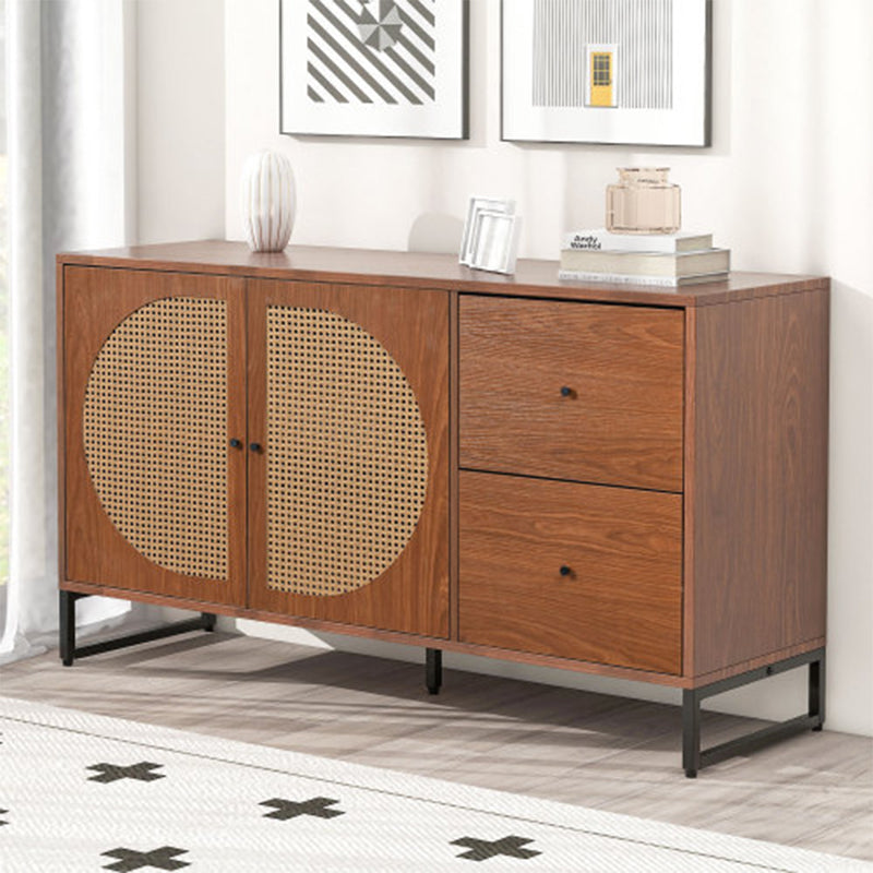 LEJIAJU sideboard Household storage cabinet Nordic solid wood rattan side cabinet