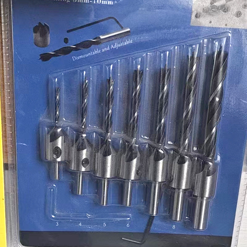 YUXUANG 7PC five-edge countersink drill for woodworking