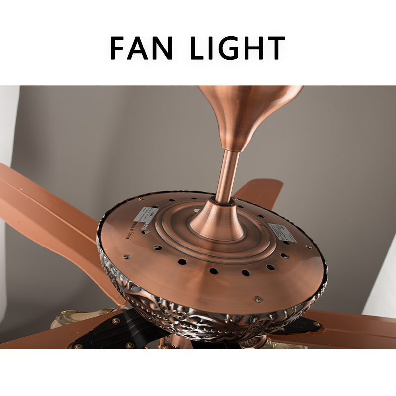 FENGZHIYUAN Ceiling fan light JY56-1514 European and American Inverter Ceiling Fan Light Southeast Asia Retro Dining Room with Light Electric Fan