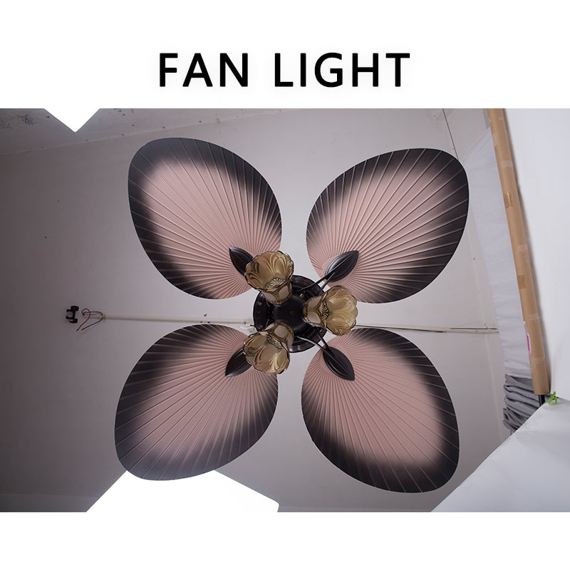 FENGZHIYUAN Ceiling fan light JY52-602 Southeast Asia vintage banana leaf ceiling fan light home big wind