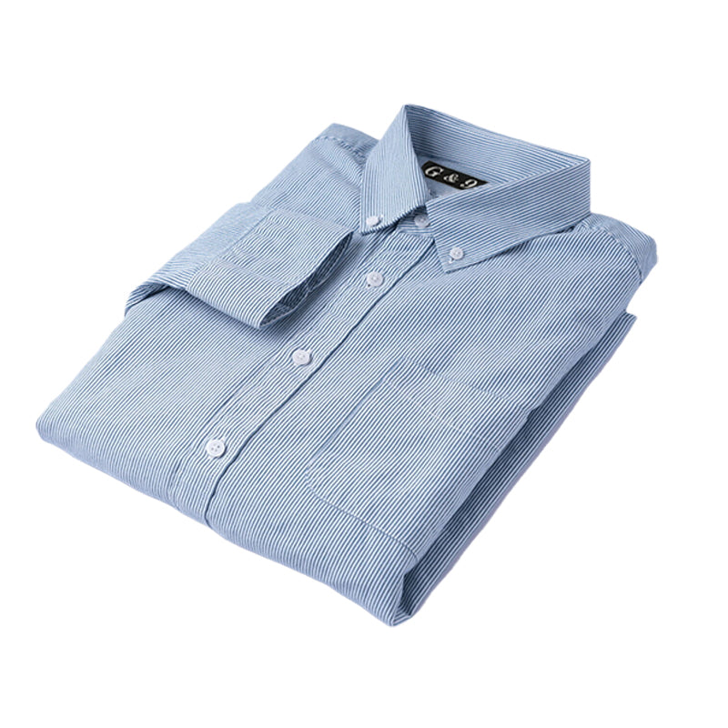 LESHI 2025 Autumn new gray vertical pinstripe shirt Slim Appear temperament long-sleeved shirt