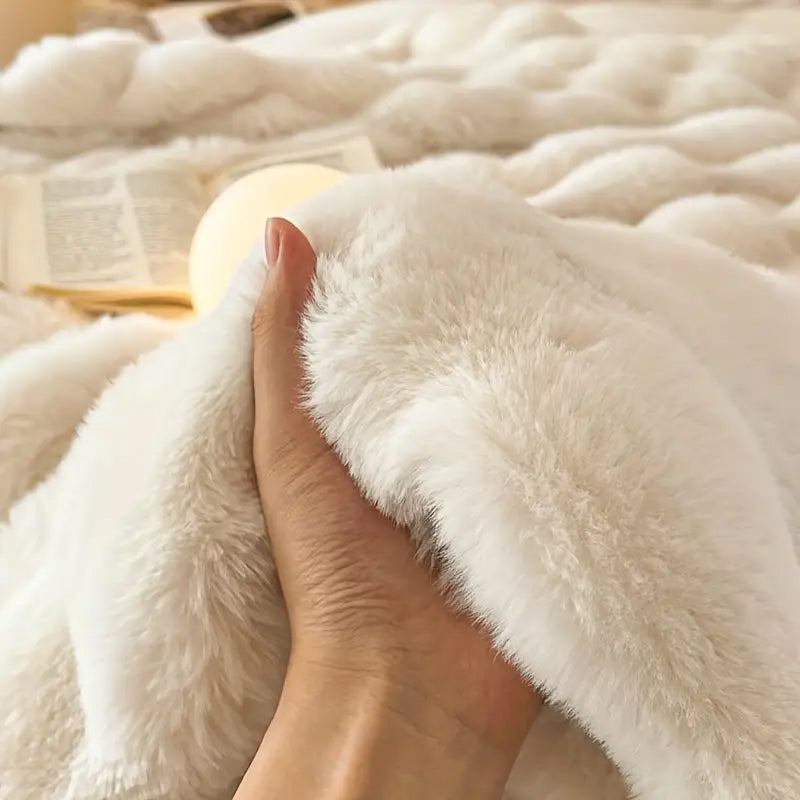 JINHUANYI Faux rabbit hair bubble ball blanket