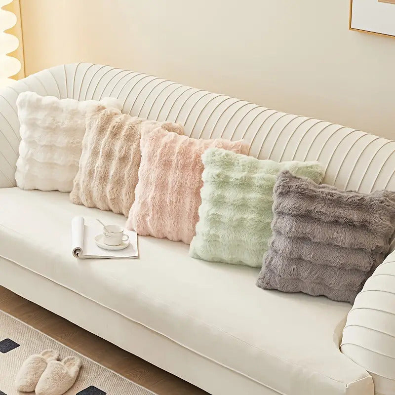 JINHUANYI Faux Rabbit Fur Bubble Ball Pillow