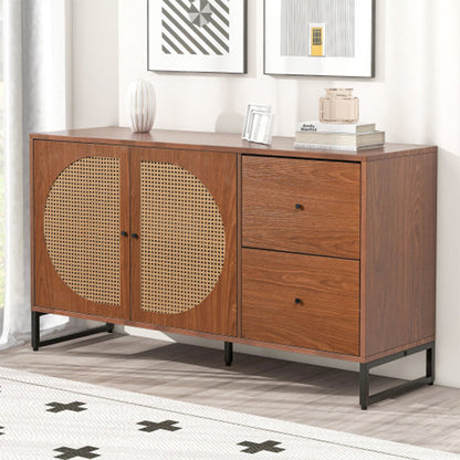 LEJIAJU sideboard   Household storage cabinet Nordic solid wood rattan side cabinet