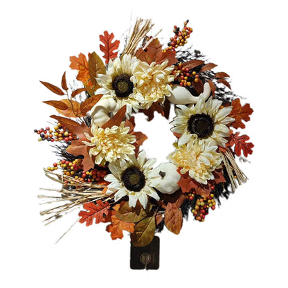 ZONGHONG props for decorating for thanksgiving  Sunflower maple leaf wreath decorated door hanging