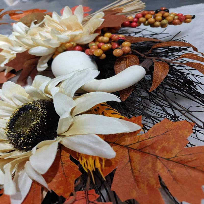 ZONGHONG props for decorating for thanksgiving  Sunflower maple leaf wreath decorated door hanging