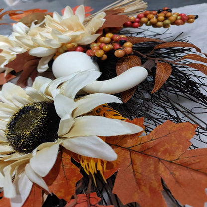 ZONGHONG props for decorating for thanksgiving  Sunflower maple leaf wreath decorated door hanging