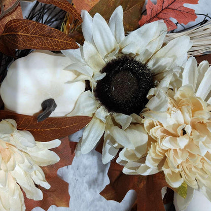 ZONGHONG props for decorating for thanksgiving  Sunflower maple leaf wreath decorated door hanging