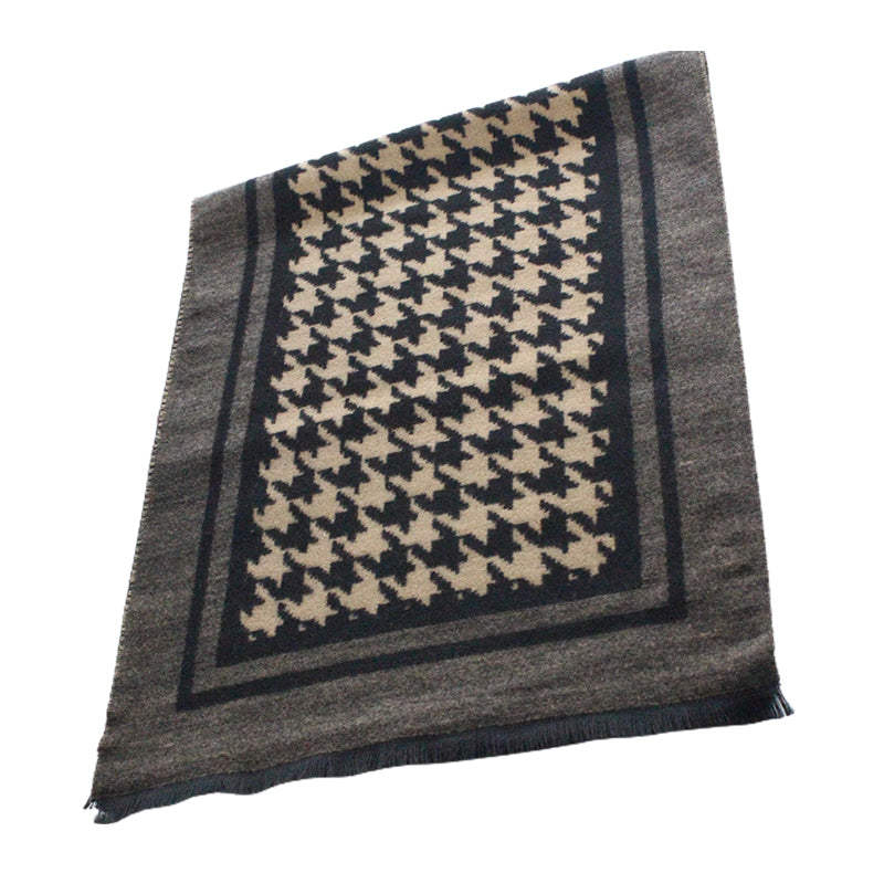 GUANZHI High Warp Wool Blend Scarf 35cm   Warm high-end scarf for men