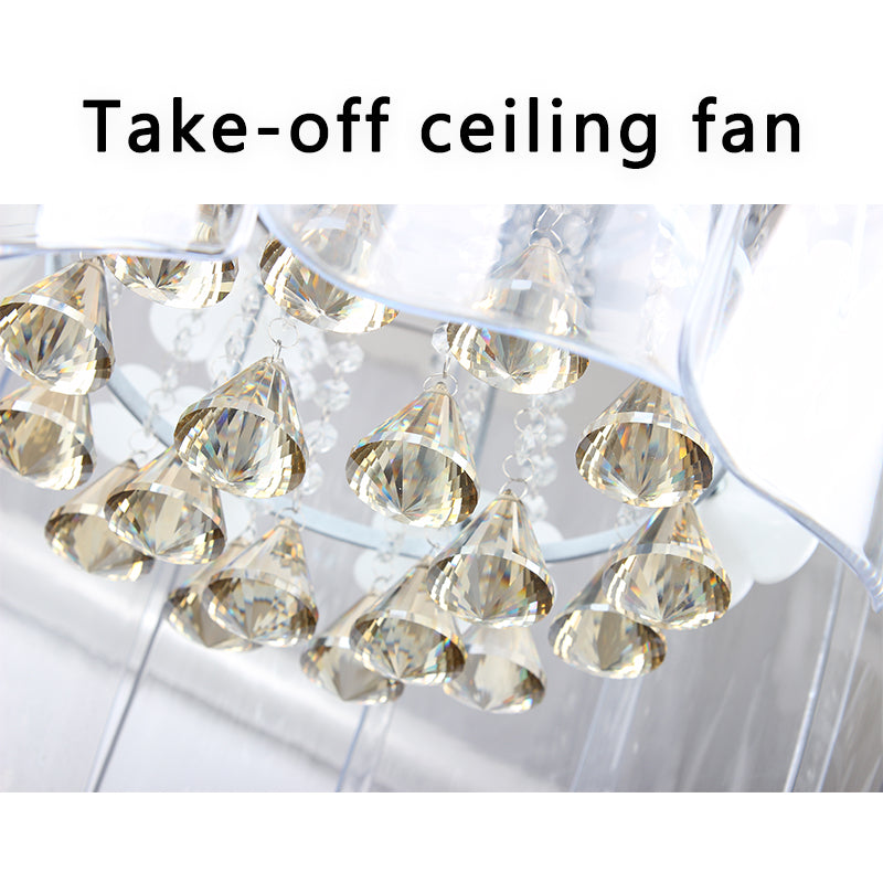 FENGZHIYUAN Take-off ceiling fan JY42-2016A  Scandinavian Light Luxury Simple Crystal Ceiling Fan Light Home Bedroom Light Fixtures
