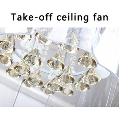 FENGZHIYUAN Take-off ceiling fan JY42-2016A  Scandinavian Light Luxury Simple Crystal Ceiling Fan Light Home Bedroom Light Fixtures
