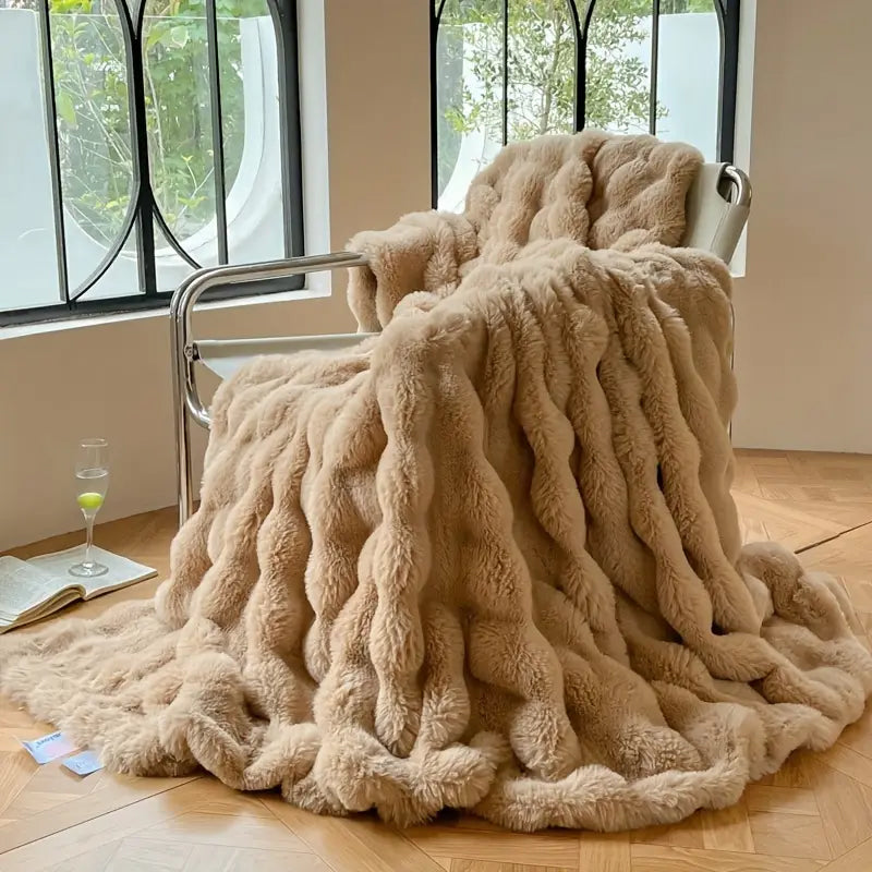JINHUANYI Faux rabbit hair bubble ball blanket