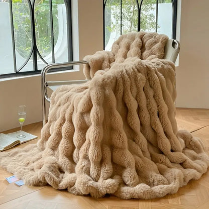 JINHUANYI Faux rabbit hair bubble ball blanket