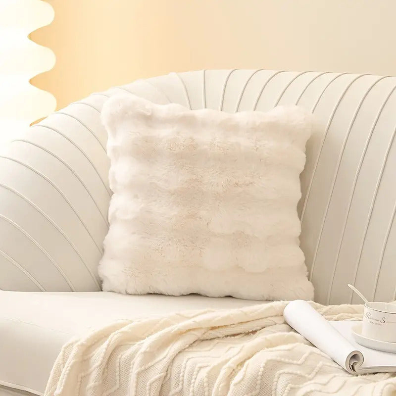 JINHUANYI Faux Rabbit Fur Bubble Ball Pillow