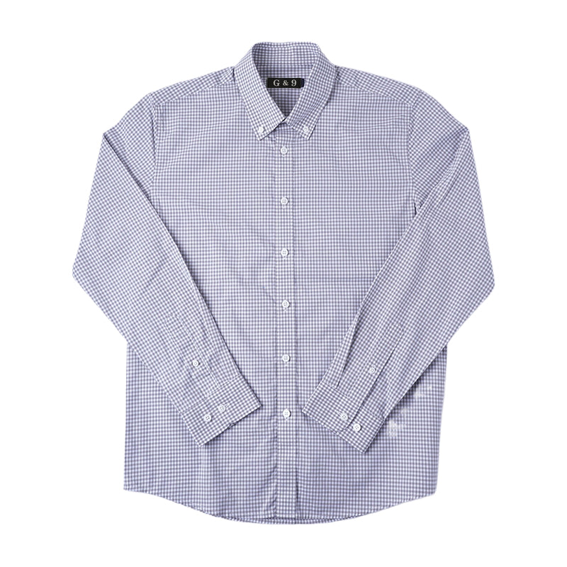 LESHI 2025 Spring new cotton gray plaid shirt  Comfortable, wrinkle-resistant Business formal wear