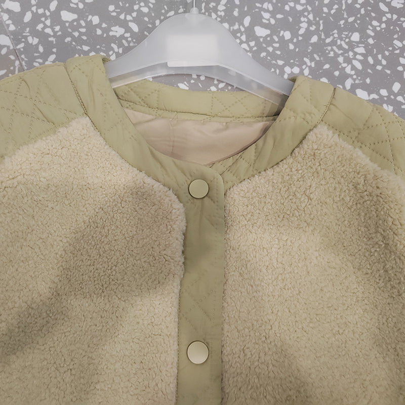 TINGXUN Faux Lamb‘s Wool Denim Patchwork Jacket 02 (Please consult customer service for specific prices) color blocking fashionable and versatile furry jacket