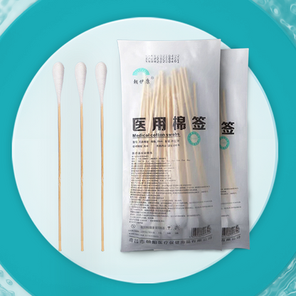 CHAOYANG Medical Cotton Swabs 20cm  Hygiene Products Single-headed Wooden Shaft Swabs Self-sealing Bag