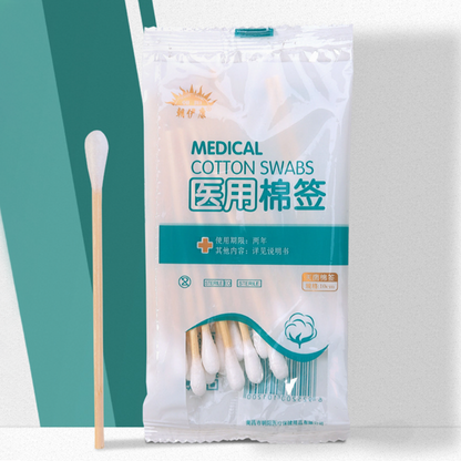 CHAOYANG Medical Cotton Swabs 10cm Sterile Disposable Wooden Shaft Cleaning Swabs