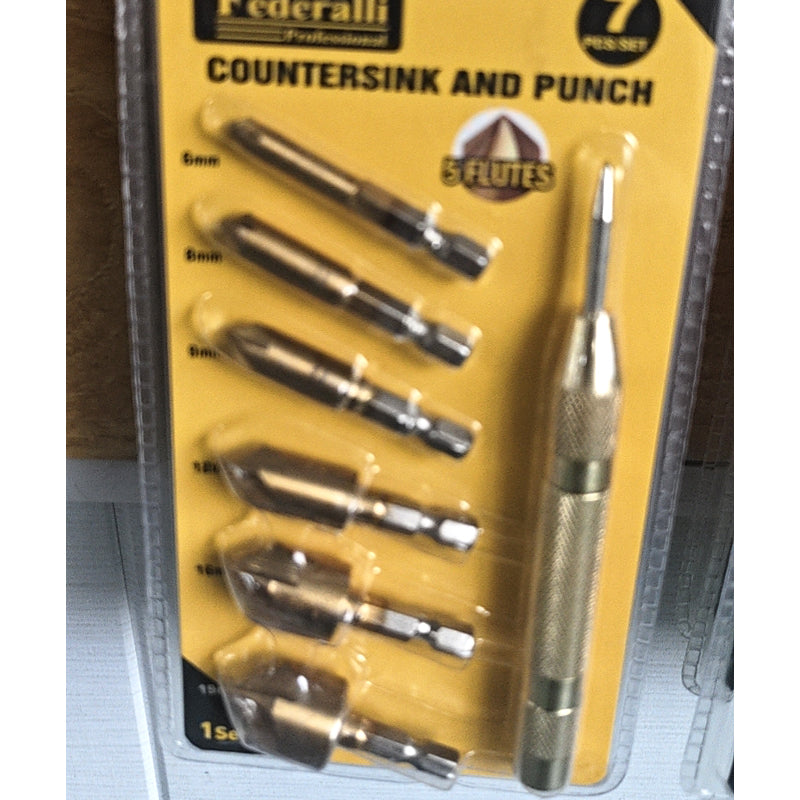 YUXUANG 6PC hexagon handle titanium plated five edge chamfer + gold punch