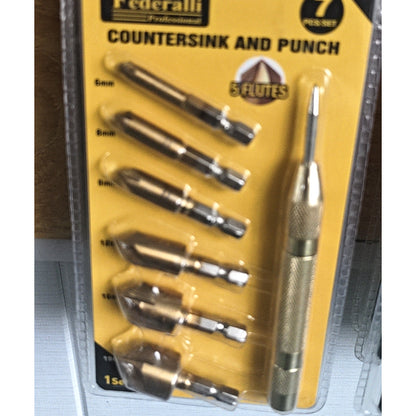 YUXUANG 6PC hexagon handle titanium plated five edge chamfer + gold punch