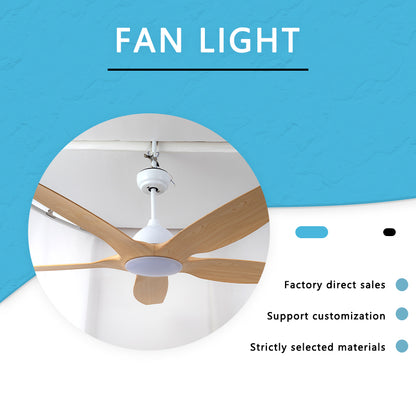 FENGZHIYUAN Ceiling fan light JY52-2068   Nordic restaurant with silent wood leaf ceiling fan lights