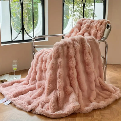 JINHUANYI Faux rabbit hair bubble ball blanket
