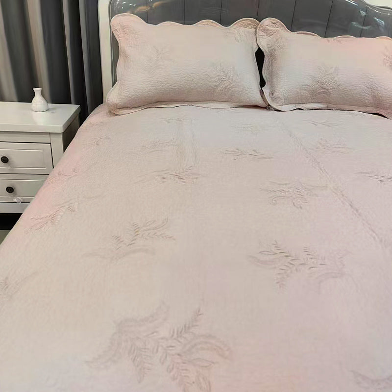 GANGZHENG 3pcs Cotton Plain Bed Cover Three sets (Plum embroidery)  Durable extra thick wash cotton