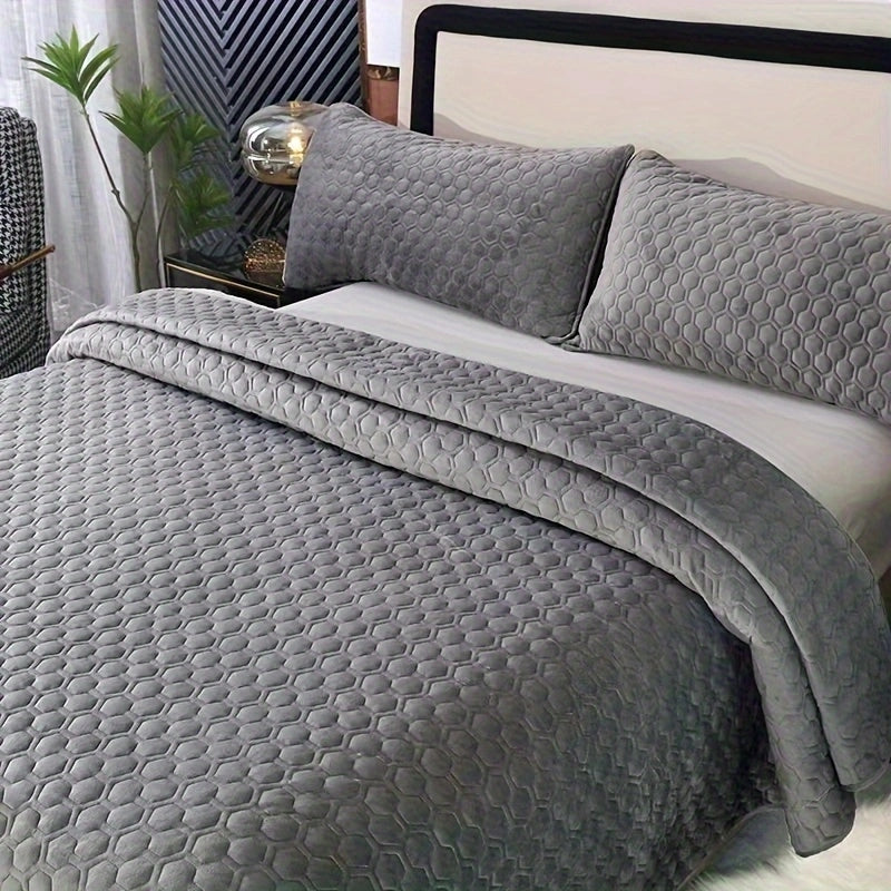 GANGZHENG 3Pcs Printed Bed Cover Set (French style 02)  Four seasons of high-end four-piece household