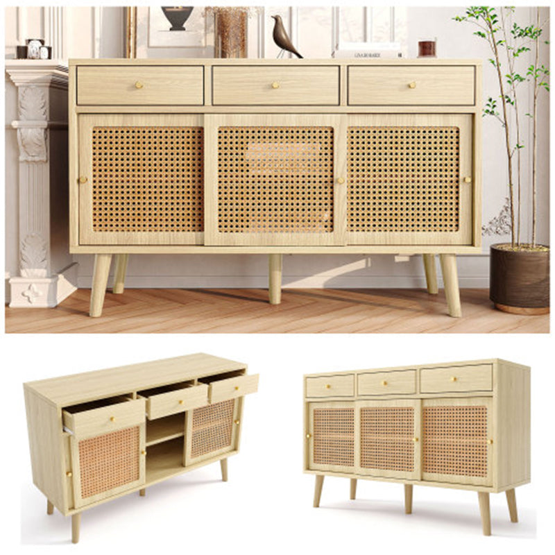 LEJIAJU sideboard   Household storage cabinet Nordic solid wood rattan side cabinet