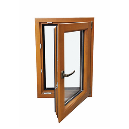 ZHONGJING German Aluminum Clad Wood Windows  European red oak pure solid wood flat open hanging window