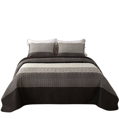 GANGZHENG 3Pcs Printed Bed Cover Set (black and white stripes)  Home bedroom enlarging and thickening skin friendly