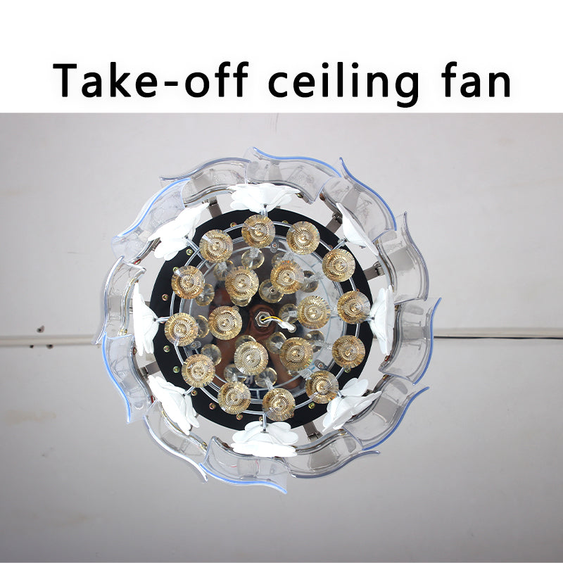 FENGZHIYUAN Take-off ceiling fan JY42-2016A  Scandinavian Light Luxury Simple Crystal Ceiling Fan Light Home Bedroom Light Fixtures