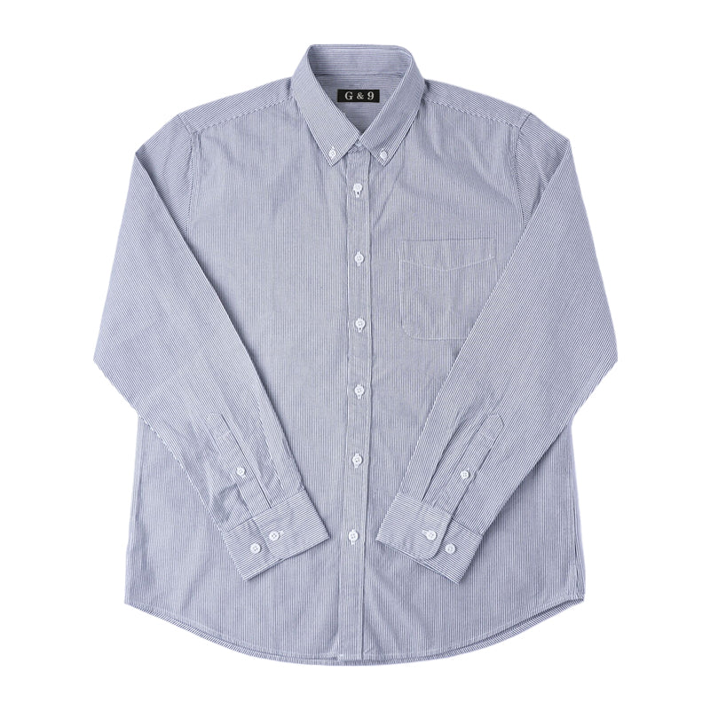 LESHI 2025 Autumn new gray vertical pinstripe shirt  Slim Appear temperament long-sleeved shirt