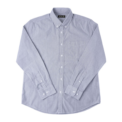 LESHI 2025 Autumn new gray vertical pinstripe shirt  Slim Appear temperament long-sleeved shirt