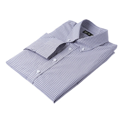 LESHI 2025 Spring new cotton gray plaid shirt  Comfortable, wrinkle-resistant Business formal wear