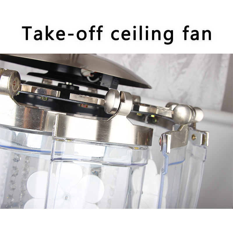 FENGZHIYUAN Take-off ceiling fan JY42-2016A  Scandinavian Light Luxury Simple Crystal Ceiling Fan Light Home Bedroom Light Fixtures