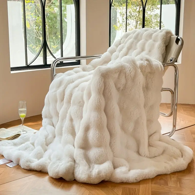 JINHUANYI Faux rabbit hair bubble ball blanket