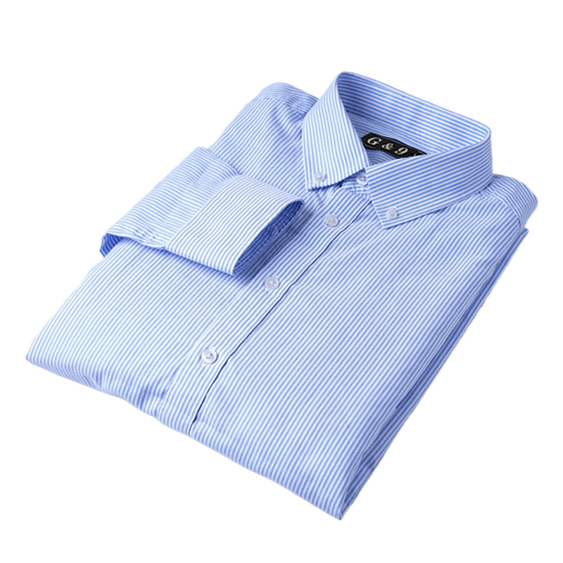 LESHI 2025 Autumn and Winter Cotton Oxford Spun Vertical Stripe Long Sleeve Shirt  business casual Men's Long Sleeve Shirts non-iron and easy care