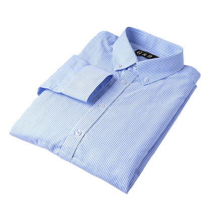 LESHI 2025 Autumn and Winter Cotton Oxford Spun Vertical Stripe Long Sleeve Shirt  business casual Men's Long Sleeve Shirts non-iron and easy care