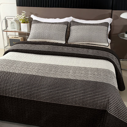 GANGZHENG 3Pcs Printed Bed Cover Set (black and white stripes)  Home bedroom enlarging and thickening skin friendly