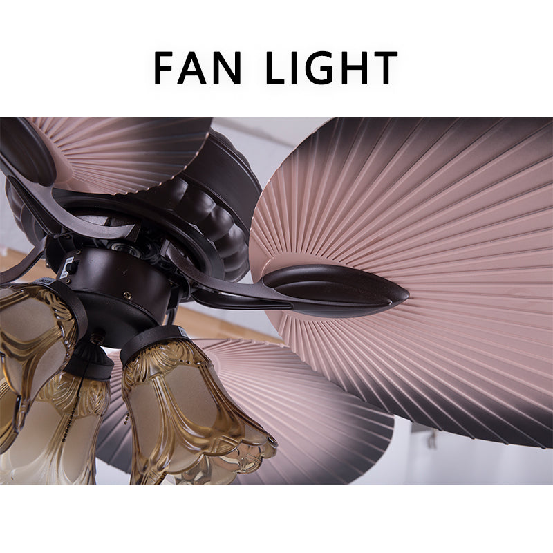 FENGZHIYUAN Ceiling fan light JY52-602  Southeast Asia vintage banana leaf ceiling fan light home big wind