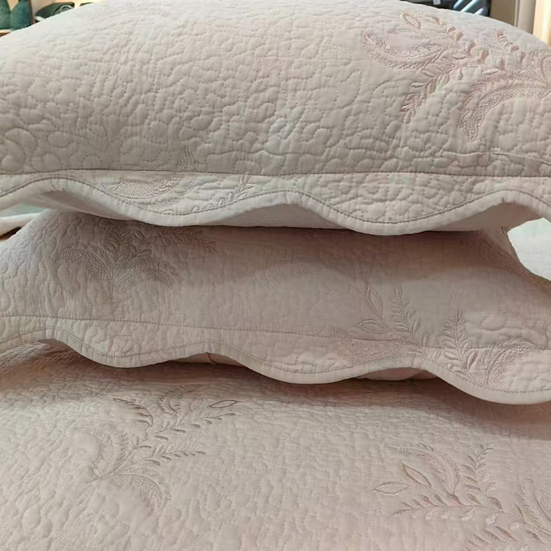 GANGZHENG 3pcs Cotton Plain Bed Cover Three sets (Plum embroidery)  Durable extra thick wash cotton