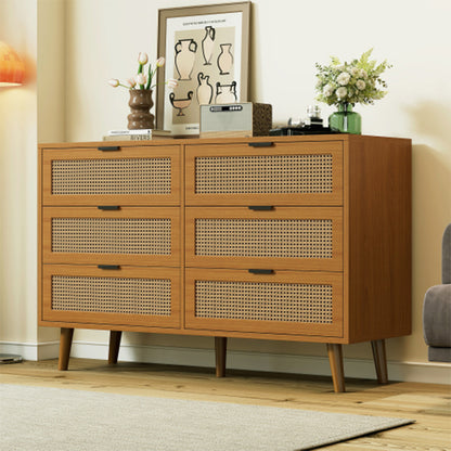LEJIAJU Chest of drawers  Dining side cabinet Household walnut bedroom rattan cabinet against the wall storage bowl cabinet