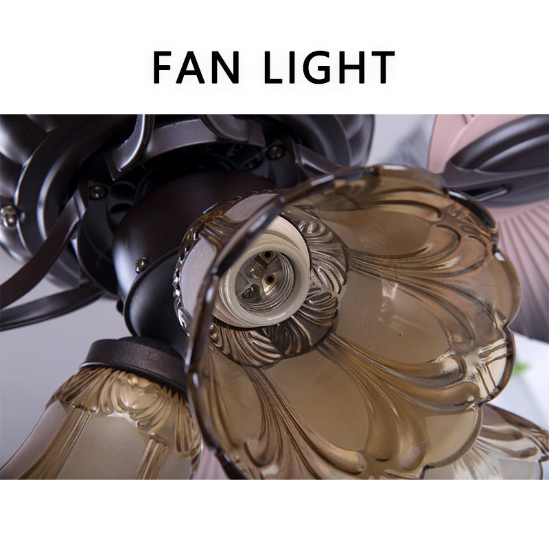 FENGZHIYUAN Ceiling fan light JY52-602  Southeast Asia vintage banana leaf ceiling fan light home big wind