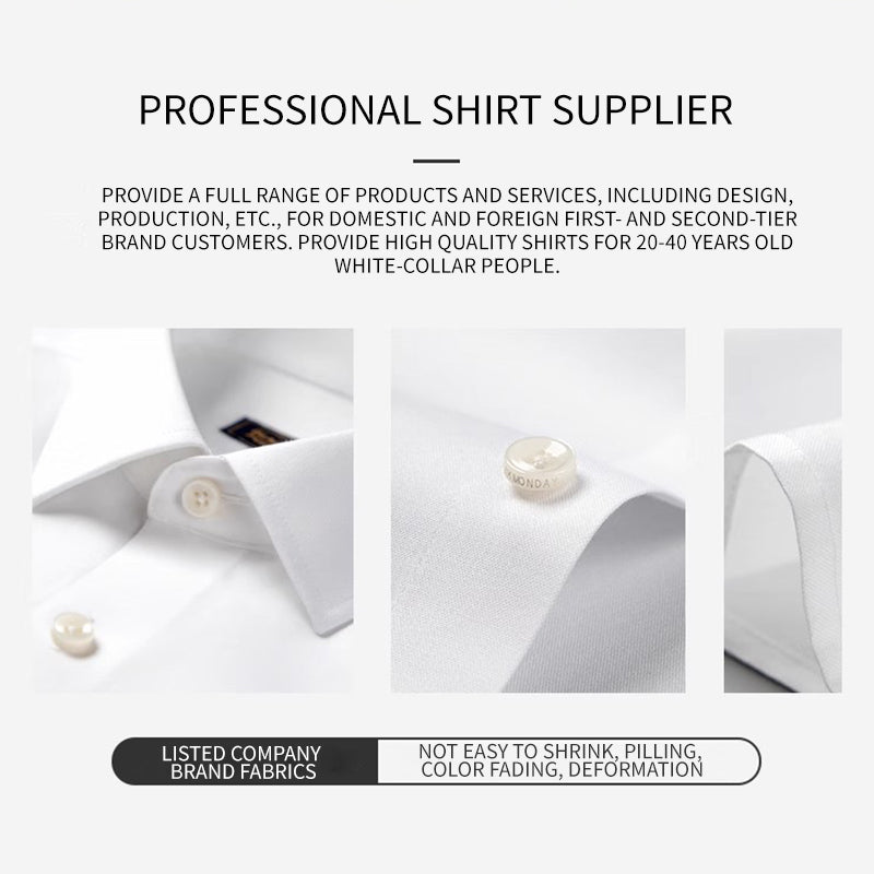 LESHI 2025 fall and winter 80 cotton business white shirt men's professional formal wear wrinkle-resistant easy care long-sleeved shirt