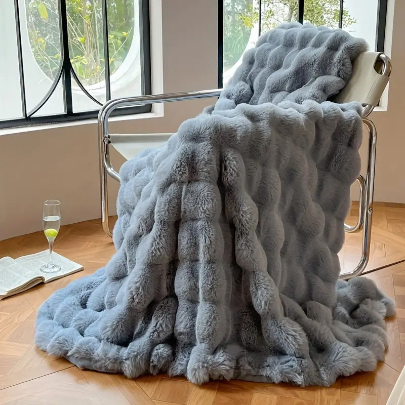 JINHUANYI Faux rabbit hair bubble ball blanket