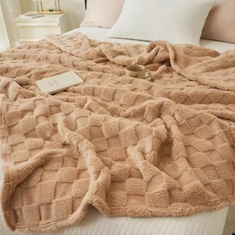 JINHUANYI Reversible Waffle Towers Hibiscus Blanket