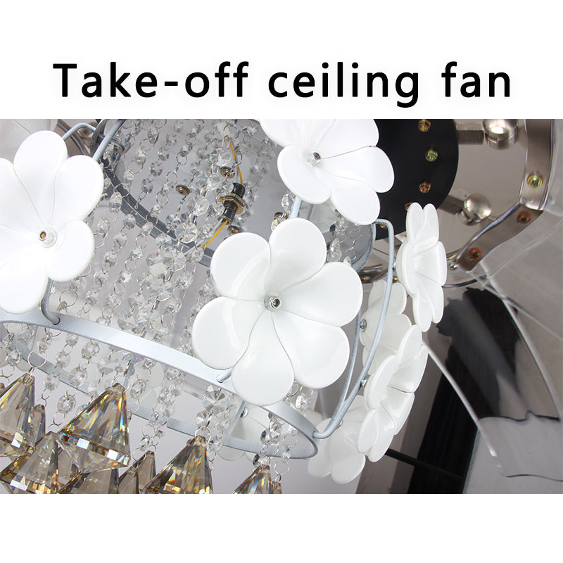 FENGZHIYUAN Take-off ceiling fan JY42-2016A  Scandinavian Light Luxury Simple Crystal Ceiling Fan Light Home Bedroom Light Fixtures