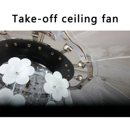 FENGZHIYUAN Take-off ceiling fan JY42-2016A  Scandinavian Light Luxury Simple Crystal Ceiling Fan Light Home Bedroom Light Fixtures