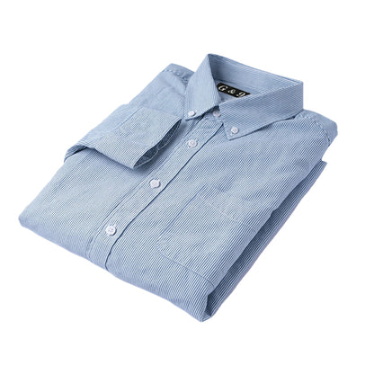 LESHI 2025 Autumn new gray vertical pinstripe shirt  Slim Appear temperament long-sleeved shirt